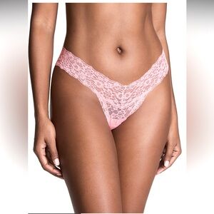 Victoria’s Secret The Lacie Lace Thong Panty, Size Medium,Pink Color